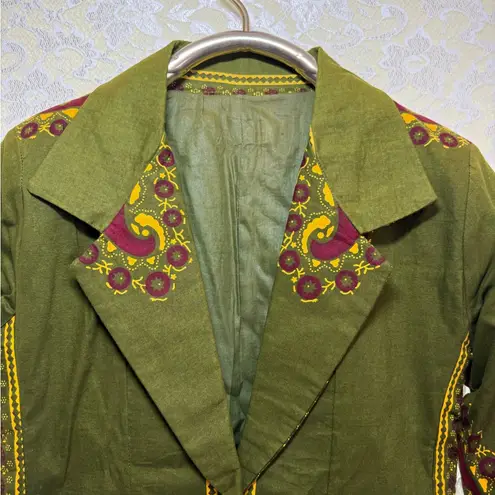 Handmade NWOT blazer from Ghana lined sz small green yellow burgundy
