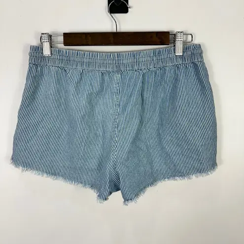Aerie  Striped Denim Drawstring Shorts Light Wash Beachy Boho Coastal Cowgirl