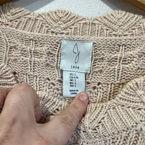 Joie  Size Large Knit Cardigan Sweater Cream Preppy Textured Button Front