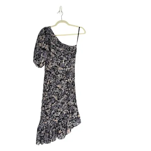 Shoshanna Midnight Mazie Puff One-Shoulder Dress Floral Print Size 0 Cocktail
