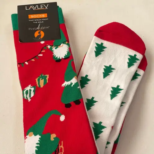 Lavley long Christmas holiday socks Red