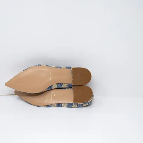 NEW Michele Lopriore Elyse Pointy Loafer Multicolor Blue Gold Stripe Flat Shoes