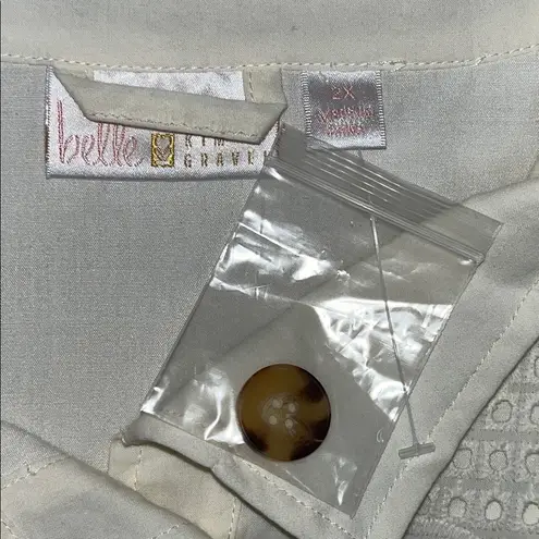 Elle Belle by Kim Gravel NWT 2X Cream - Lace Eyelet Embroidered Toggle Anorak Jacket