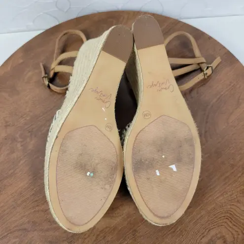 Crown Vintage Womens Alina Sandals 10 Black White Diamond Print Espadrille Wedge