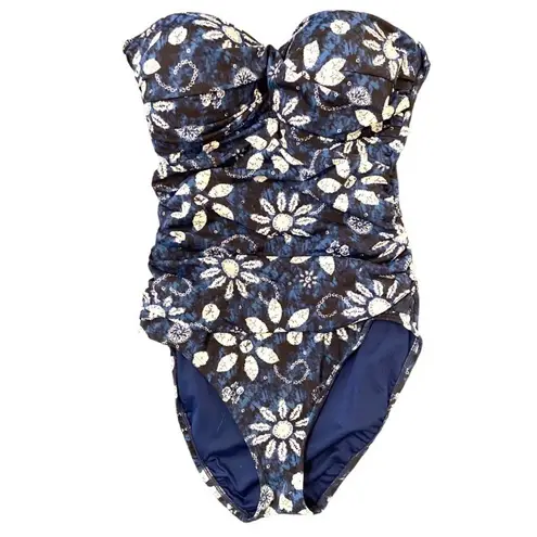 Bleu Rod Beattie Bandeau Shirred One Piece Swimsuit