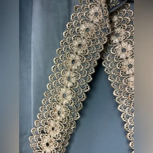 Unbranded Elegant White Lace Trim Blue Satin Sleepwear Set Size M