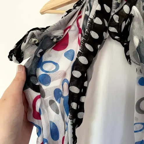 colorful gauzy lightweight scarf white black blue grey pink summery accessory