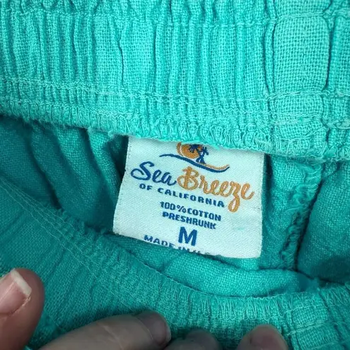 Sea Breeze Women’s Medium Blue Gauze Pants Buttons LagenLook Minimalist Artsy