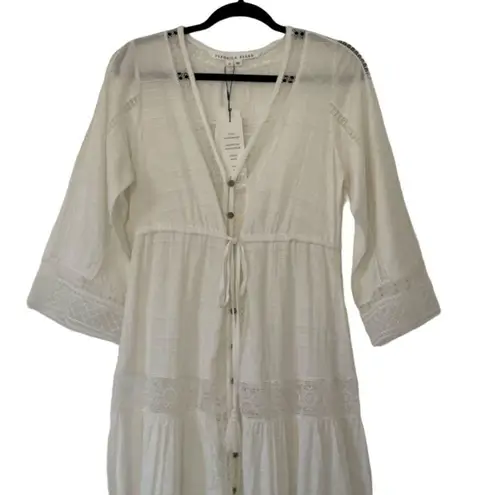 Veronica Beard Minoru Dress White Cotton Cover Up Long Sleeve Adjustable Size XS