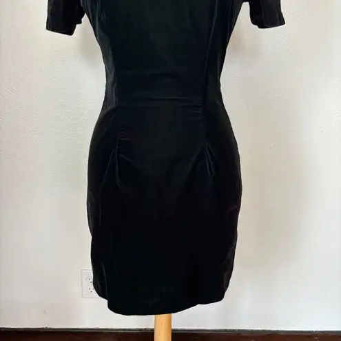 My Michelle Vintage 80s  Solid Emerald Green Velvet Sheath Short Sleeve Dress - Image 5