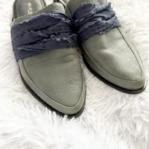 KELSI DAGGER | Brooklyn Alder Leather Mule Leather Textile Blue Slide On | 8