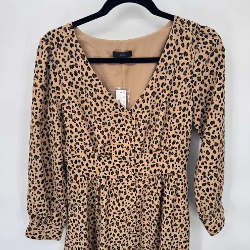 J.Crew  Mob‎ Wife Button Front Dress Womens size 2 Leopard Print Polyester NEW