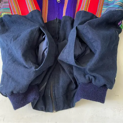 James Halbert Serape Patchwork Bomber Jacket Ethnic Aztec Grunge 90s Vtg S/M Red Size M