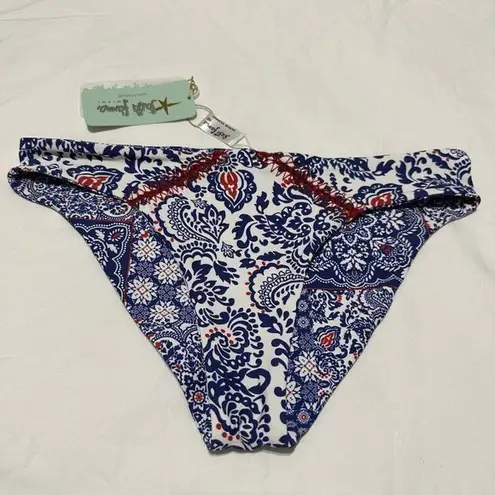 Luli Fama  Naughty Girl Blue/White Full Bikini Bottom Sz M Medium NWT