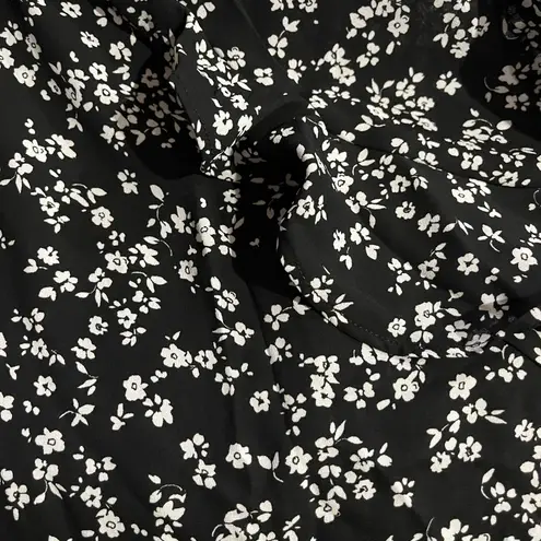 Moa Moa Floral Print Mock Neck Ruffle Detail Blouse