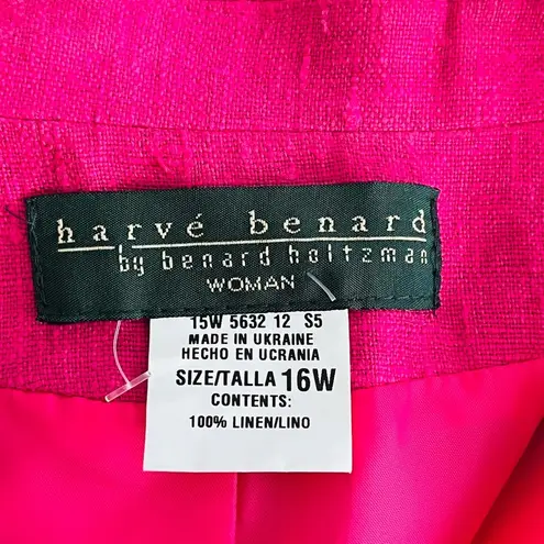 Harvé Benard Harve Benard Pink Linen Blazer Notched Lapel Collar Size 16W