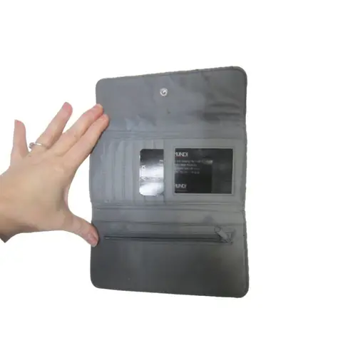 Mundi Classic Gray Woven Clutch Wallet RFID Organizer Purse