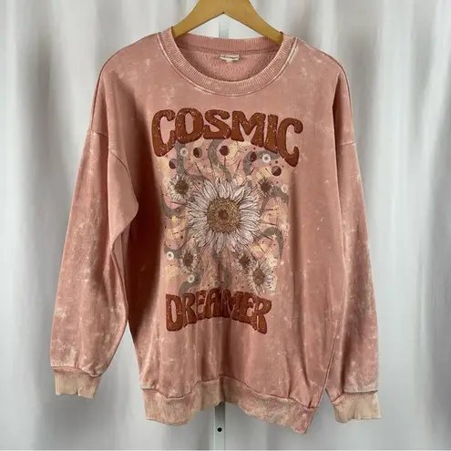 Self Esteem Large Boho Cosmic Dreamer Acid Wash Sunflower Pullover Sweatshirt