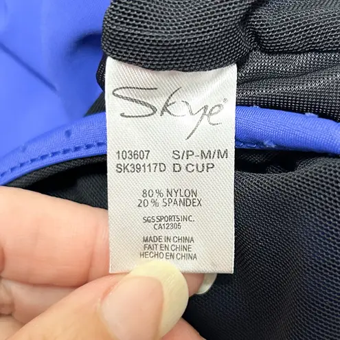 Skye Cobalt Blue Velveteen Polka Dot Tankini NOS Medium D Cup Underwire Ruching