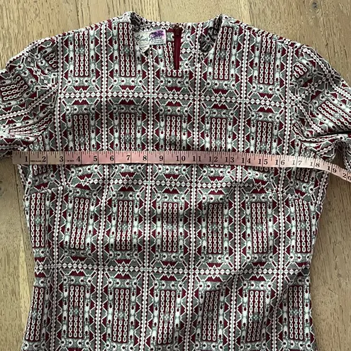 Vintage Stoner Square Geometric Knit Dress Red Gray White Tribal Mod Midi 70s