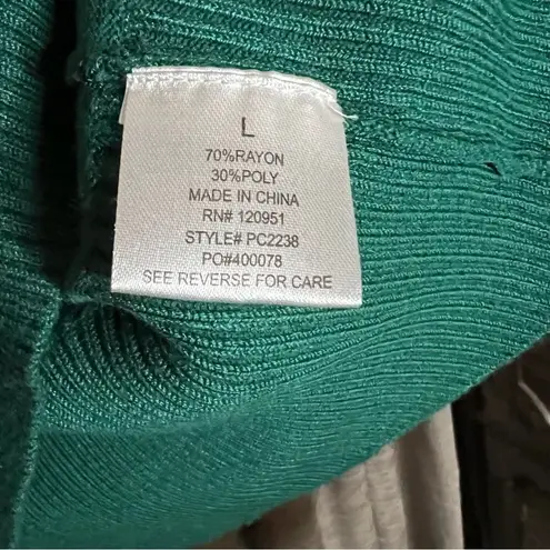 Pink Rose  Green Short Sleeve Turtleneck Tunic Sweater Size Large