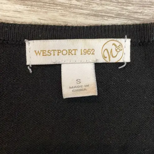 Westport 1962 Black with Round Gold Studs and Cold Shoulders Long Sleeve Sweater