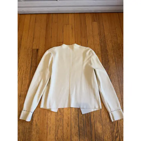 M.M. Lafleur Sweater Womens Large Ivory Open Front Knit Cardigan Blazer Jardigan