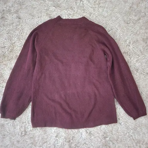 Nine West  Crew Neck Bubble Sleeve Sweater Burgundy Women's Size Medium