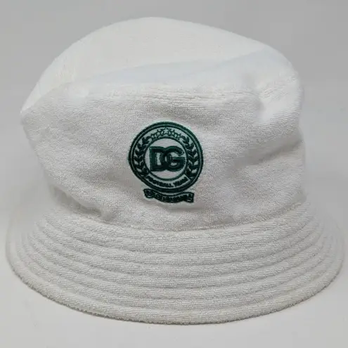 Dolce & Gabbana White Terry Cloth Bucket Hat Size 60 Made in Italy