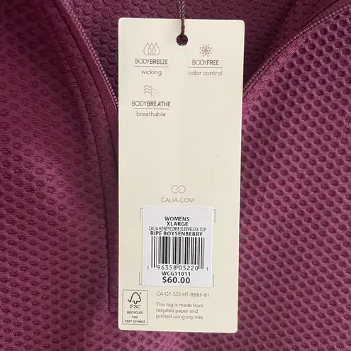 CALIA Golf Honeycomb Mesh 1/2 Zip Sleeveless Polo Ripe Boysenberry Size XL NWT Purple