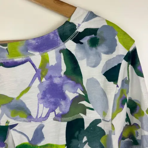 Westbound Floral Tee Large Multicolor V-Neck Soft Stretch Comfy Watercolor Artsy