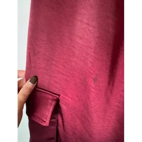 LNA Clothing Pants Women Medium Red Silky Cargo Pants Wide Leg Luxury Retro