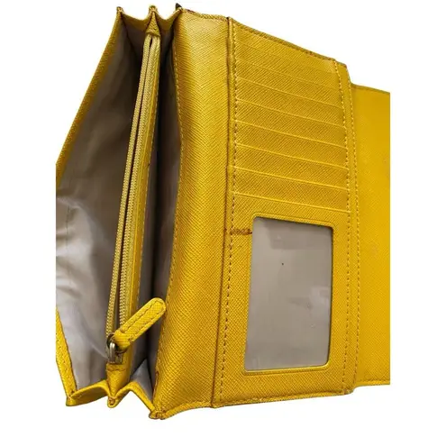 Coach Buckle Leather Wallet Billfold Card Holder Designer Luxury Preppy Yellow