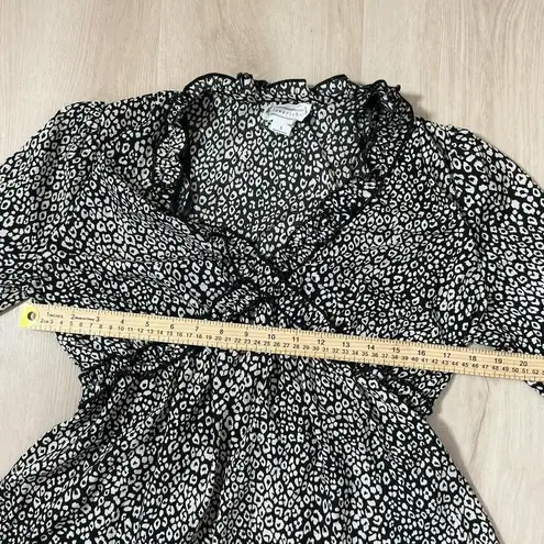 Loveriche Y2K Leopard Print Ruffle V Neck Bell Sleeve Blouse Women's Grunge