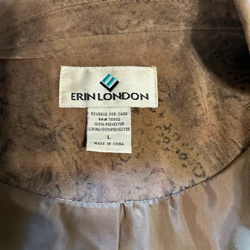 Erin London Faux Suede Snakeskin Print Women's Blazer Brown Size L