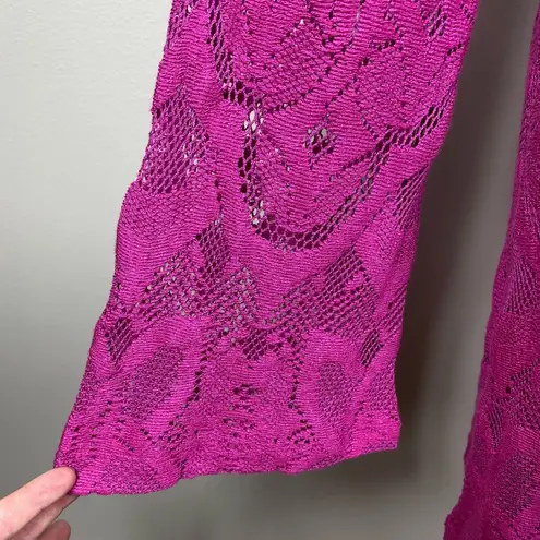 Nightcap 4 Dress Women Large Pink Lace Open Back Bell Sleeve Boho Boatneck New