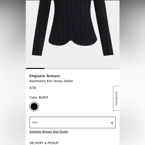 Emporio Armani Asymmetric Knit Jersey Zip-Front Jacket Size 44