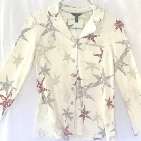 Soma PJ tops Embraceable Notch Collar Top Size S Star Lace Fish NWT RARE RETIRED White