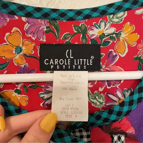 carole little Vintage Petites Jacket NWT Size 8 Flower Button Checkered Floral