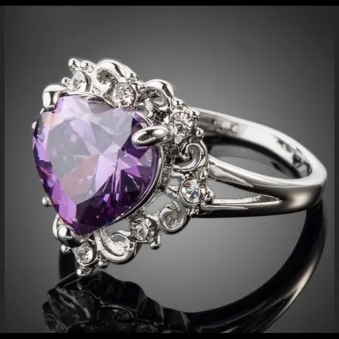 Swarovski Purple Heart Crystal Ring