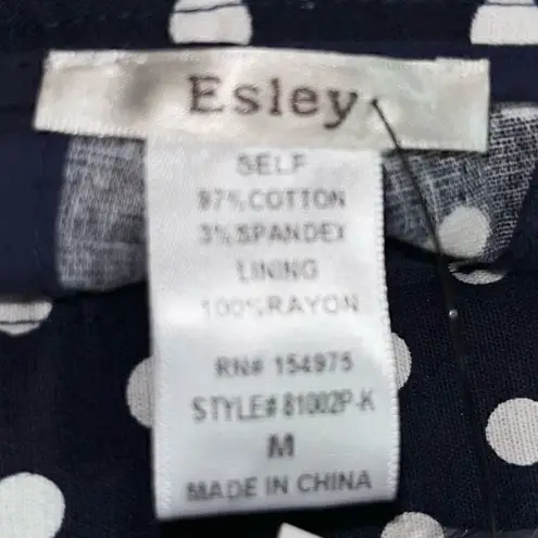 Esley navy white polka dot boutique lined pants NWT