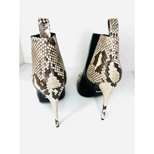 Gucci  Black Leather And Roccia Python Pointed Toe Ankle stiletto Boots EU 39.5