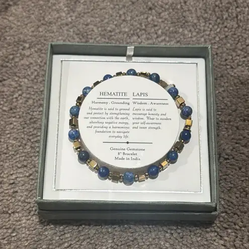 SHIVAM Hematite Lapis Gemstone Bracelet Blue