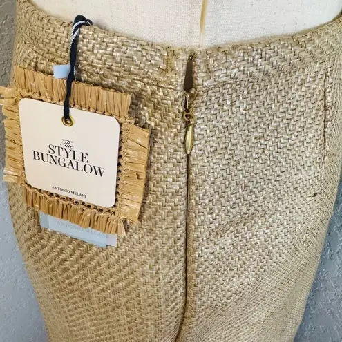 Antonio Melani  The Style Bungalow Manana Raffia Midi Pencil Skirt, 12, Tan NWT‎