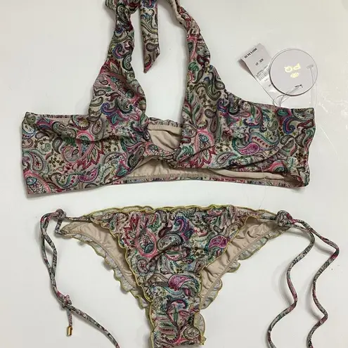 PilyQ New. PQ shimmer paisley bikini. D-cup/L-bottom. Retails $152