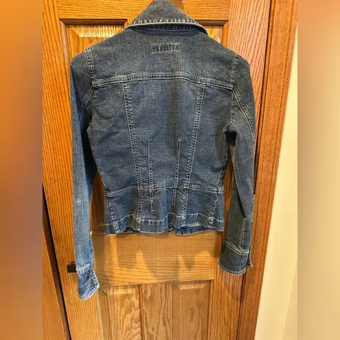 Calvin Klein Peplum Denim Jacket Fitted Size Small Jean Jacket 90’s Y2K vintage Blue