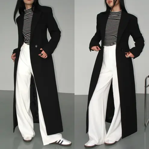 Commense Black Collar Pocket Blazer Coat Size M