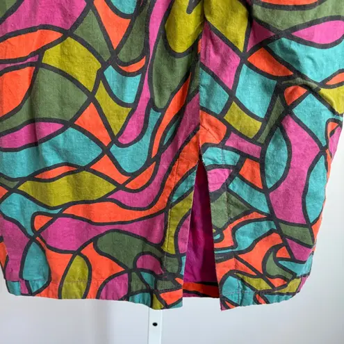 Anthropologie Fish Fry sz L multicolor stained glass cotton mini dress Pink Size L