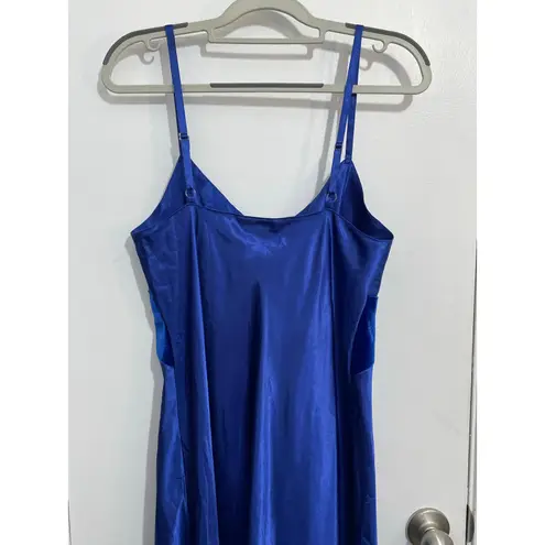 Morgan Taylor VTG Y2K Babydoll Slip Dress Medium Royal Blue Velvet Satin Indie Club Prom