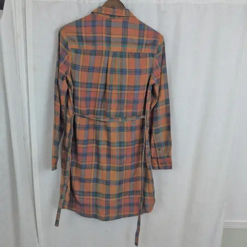 Toad & Co. Plaid Flannel "Maine Beer Company" Shirt Dress Medium Orange